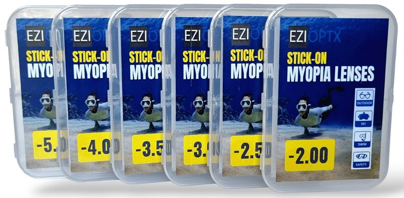 EziOptx myopia stick-on lenses - full range of strengths